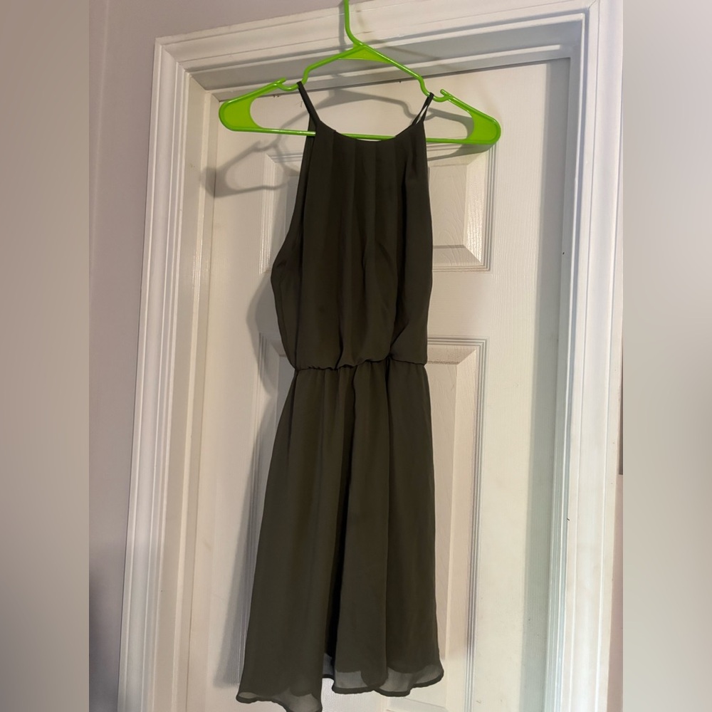 Lush Olive Green Halter-Style Dress